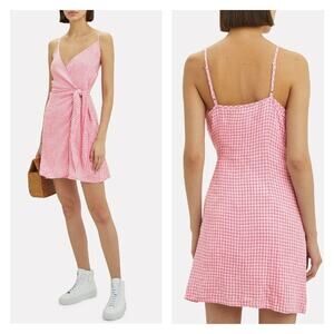 Rails Malia Pink Mini Gingham Linen Blend Dress Size S